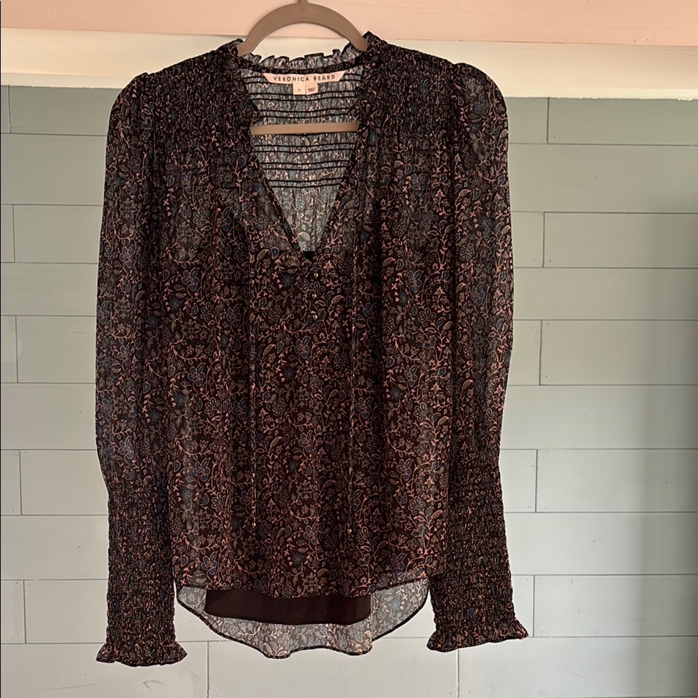 Veronica Beard Jaz Floral Balloon Sleeve Floral Blouse